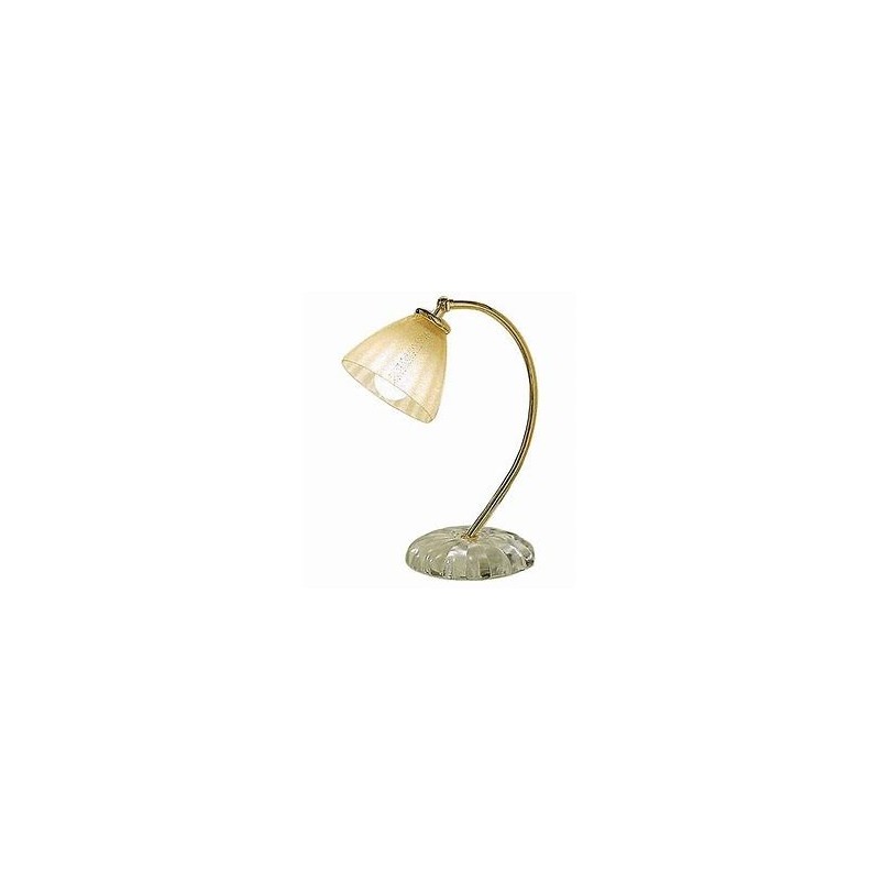 Gloria Table Lamp - Amber Glass with Gold Finish and Crystal Base - E14 Socket - Vistosi Gloria Table Lamp - Amber Glass with Gold Finish and Crystal Base - E14 Socket - Vistosi