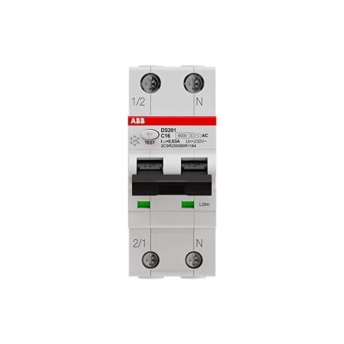ABB DS201C16AC30 Differential Circuit Breaker | 1P+N | 16A | 30mA | 6kA