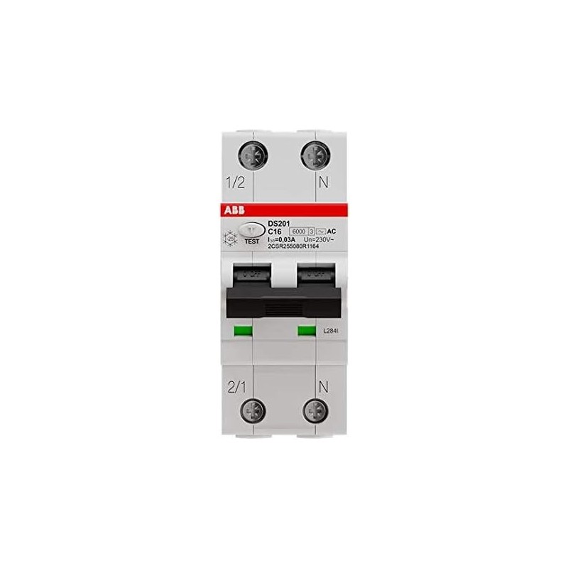 ABB DS201C16AC30 Differential Circuit Breaker | 1P+N | 16A | 30mA | 6kA ABB DS201C16AC30 Differential Circuit Breaker | 1P+N | 16A | 30mA | 6kA