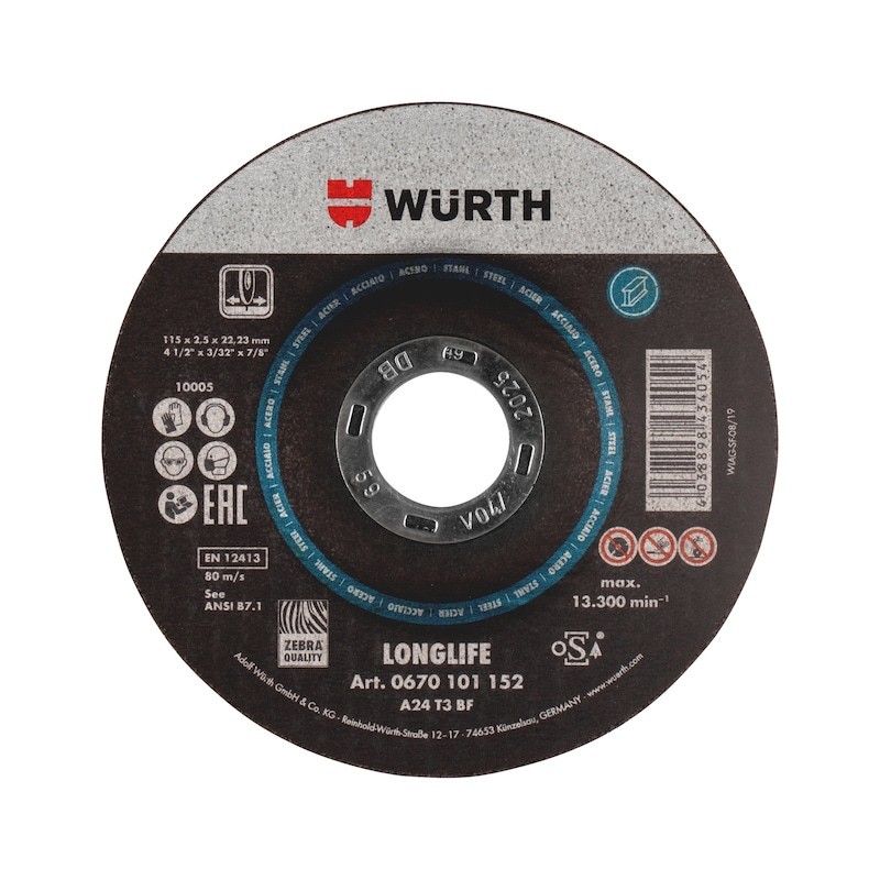 Cutting disc grinding/cutting longl.-blue cd.115x2,5 Cutting disc grinding/cutting longl.-blue cd.115x2,5