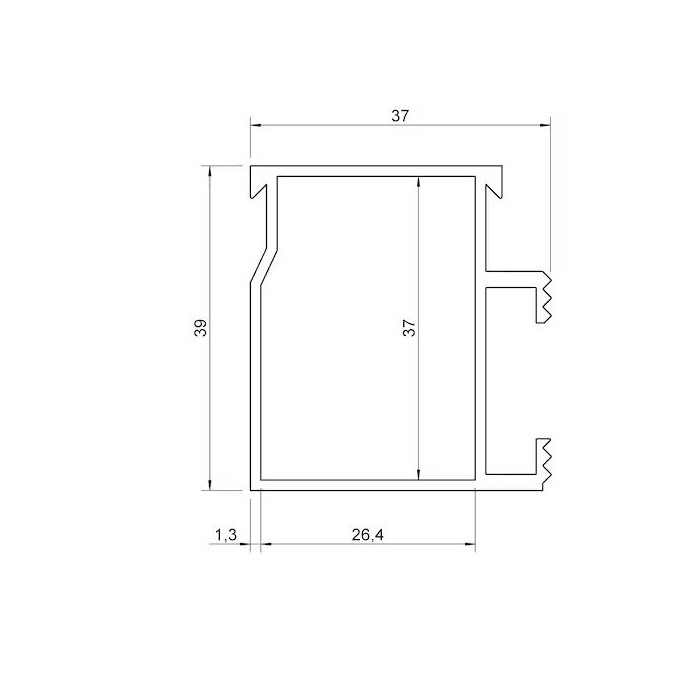 Profilato solar 39 x 37 x 2250mm (en-aw-6063 t6)