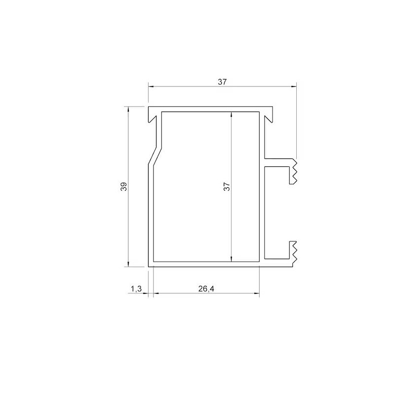 Solar profile 39 x 37 x 2250mm (en-aw-6063 t6) Solar profile 39 x 37 x 2250mm (en-aw-6063 t6)