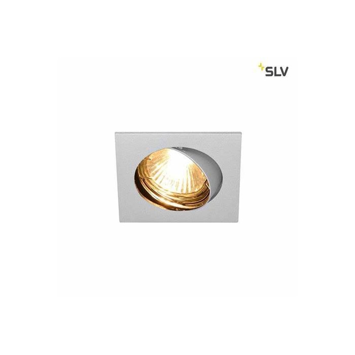 Slv pika qpar51, square recessed ceiling light for interiors, silver grey, orientable, max. 50w