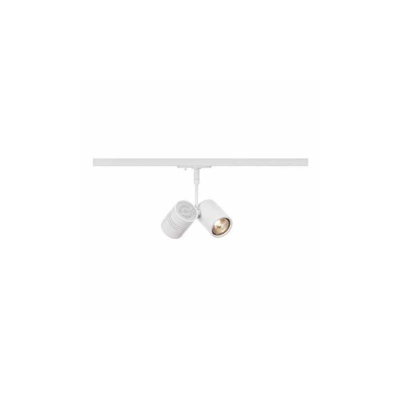 Bima 2, spot for single-phase high-voltage track, double-emission, qpar51, matt white, max. 50 W, incl. single-phase adapter Bima 2, spot for single-phase high-voltage track, double-emission, qpar51, matt white, max. 50 W, incl. single-phase adapter