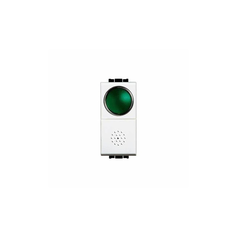 Pulsante 1p - no + portalampada verde 10a - bianco Pulsante 1p - no + portalampada verde 10a - bianco