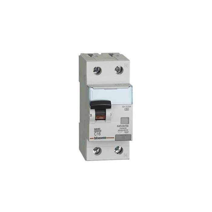 Differential circuit breaker btdin60 1p+n type a - in. 16a - idn. 0.03a