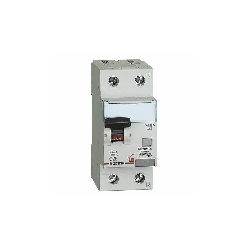 Interruttore magnetotermico differenziale btdin-rs 1p+n tipo ac - in. 25a - idn. 0.03a Interruttore magnetotermico differenziale btdin-rs 1p+n tipo ac - in. 25a - idn. 0.03a