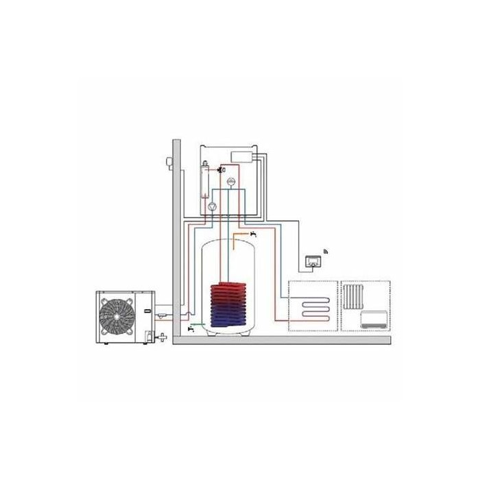 Kit completo pompa di calore 7kw full electric small composta da 3630186+3078156+3319105+3318962+3319089+3024383+3060451