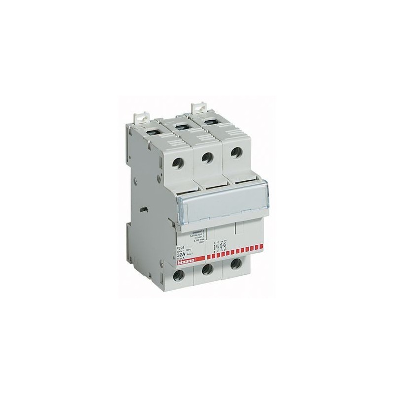 Portafusibile sezionatore 3p - 32a - 500v - fusibili tipo f (10,3x38 mm) - 3 moduli Portafusibile sezionatore 3p - 32a - 500v - fusibili tipo f (10,3x38 mm) - 3 moduli