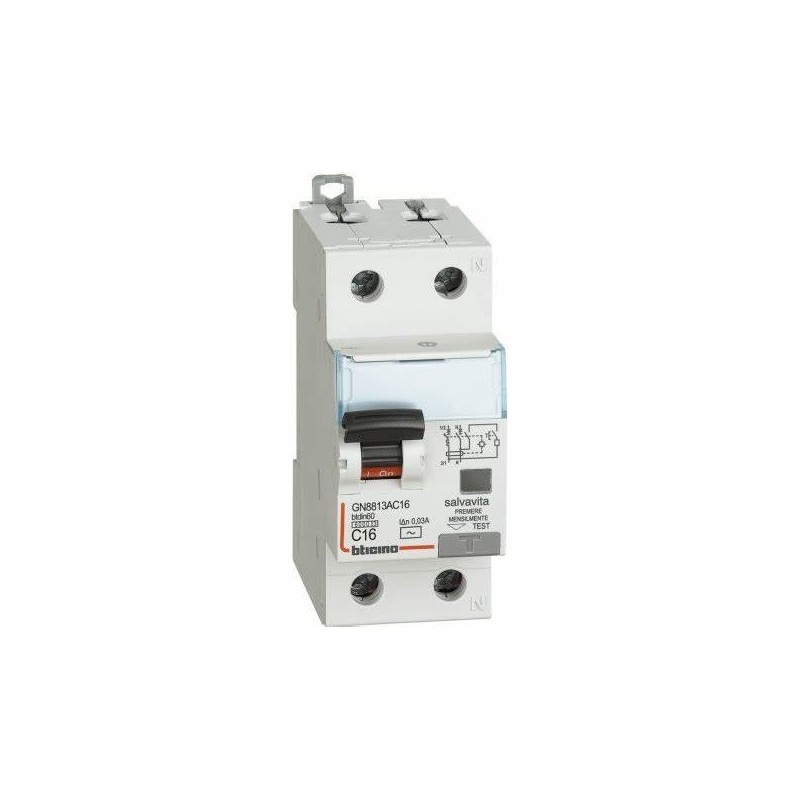 1p+n differential circuit breaker - ac type - in. 16a - icn. 6ka - vn.230 vac - idn. 30ma - 2 modules 1p+n differential circuit breaker - ac type - in. 16a - icn. 6ka - vn.230 vac - idn. 30ma - 2 modules