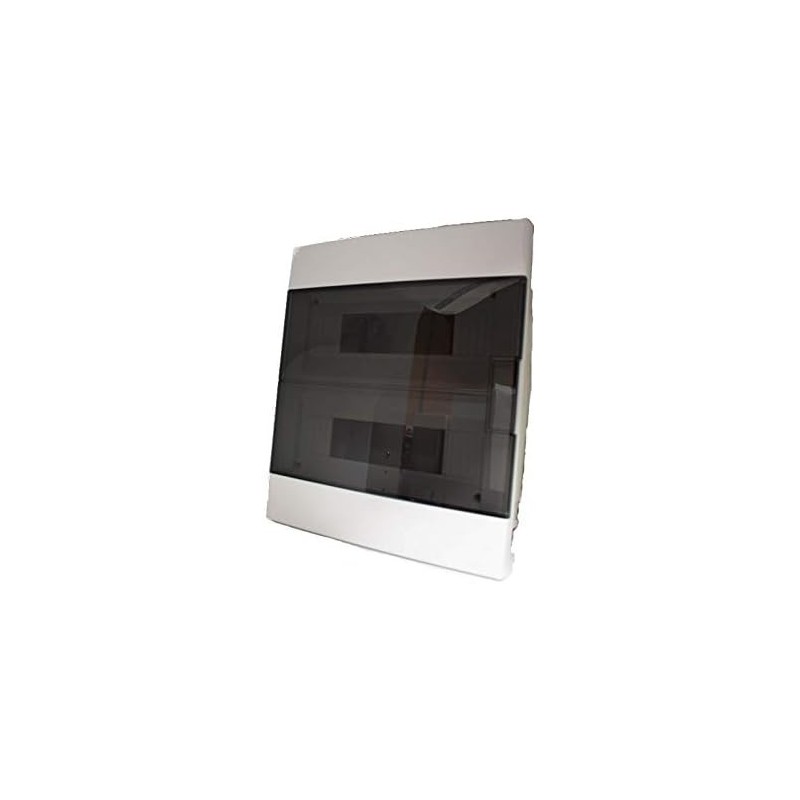 Built-in ABS switchboard in RAL9003, with smoked transparent door, IP40 protection rating, 24 DIN modules arranged in 2 rows Built-in ABS switchboard in RAL9003, with smoked transparent door, IP40 protection rating, 24 DIN modules arranged in 2 rows