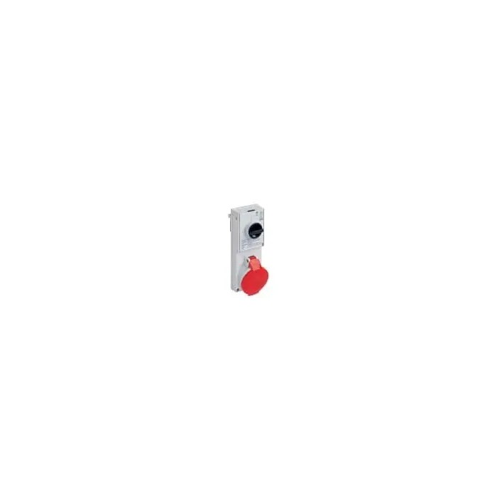 Socket with interlock switch, bk series, 3 poles + pe, 6 h (red), 32 a, 380 ÷ 415 v, 10 x 38 mm sectionable fuse holder