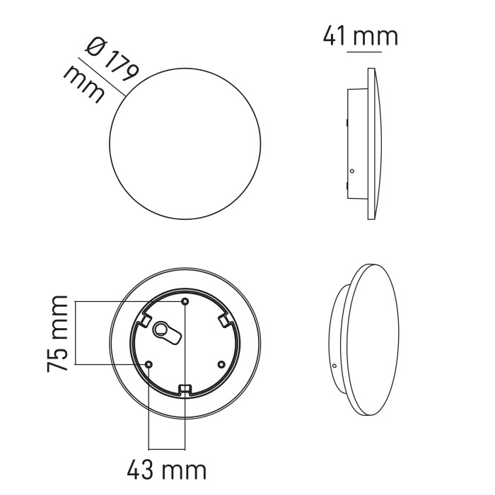 Applique rotonda in alluminio antracite cct ip54 9w