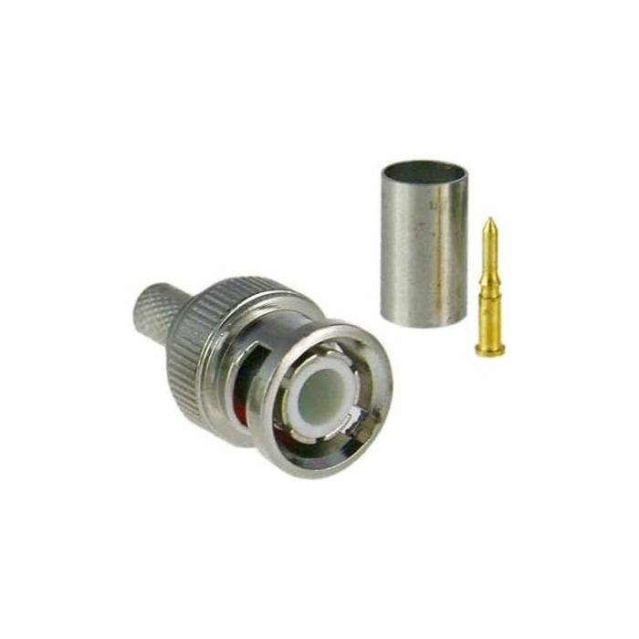 Connettore spinotto bnc maschio a crimpare per cavo coassiale rg59.
