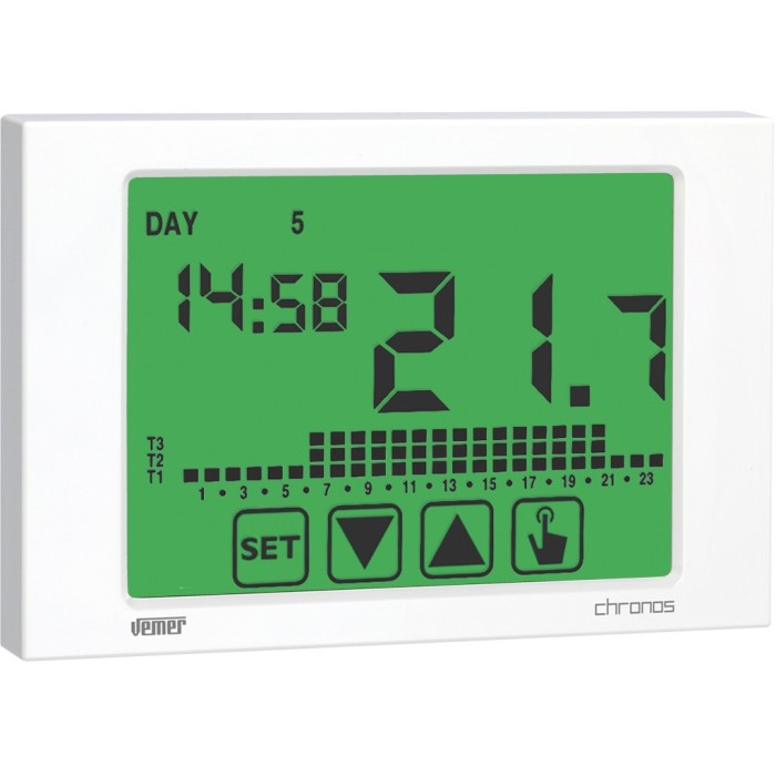Cronotermostato elettronico touch screen da parete chronos 230 bianco