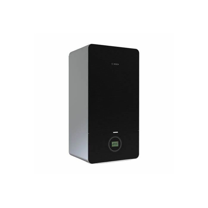 Caldaia condensazione bosch 7000i w 24kw nera: design distintivo, alta efficienza classe a, acs istantanea, per sistemi ibridi.