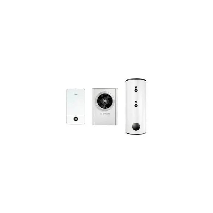Kit ibrido bosch caldaia a condensazione 24 kw (nera) pompa di calore 13 kw con modulo idronico smart per riscaldamento e acs