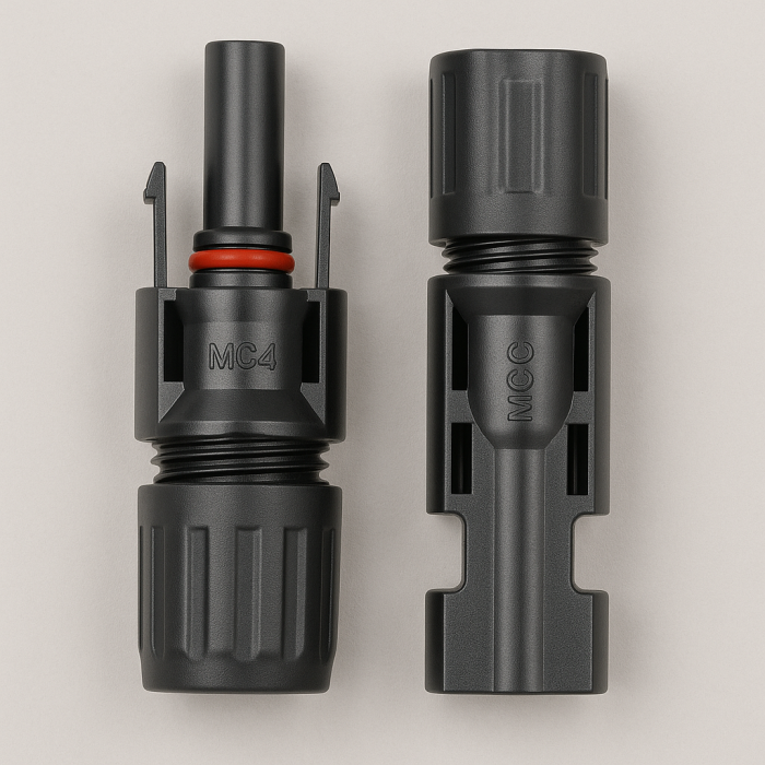 Male and female connector pair for mc4 cables photovoltaic solar panels