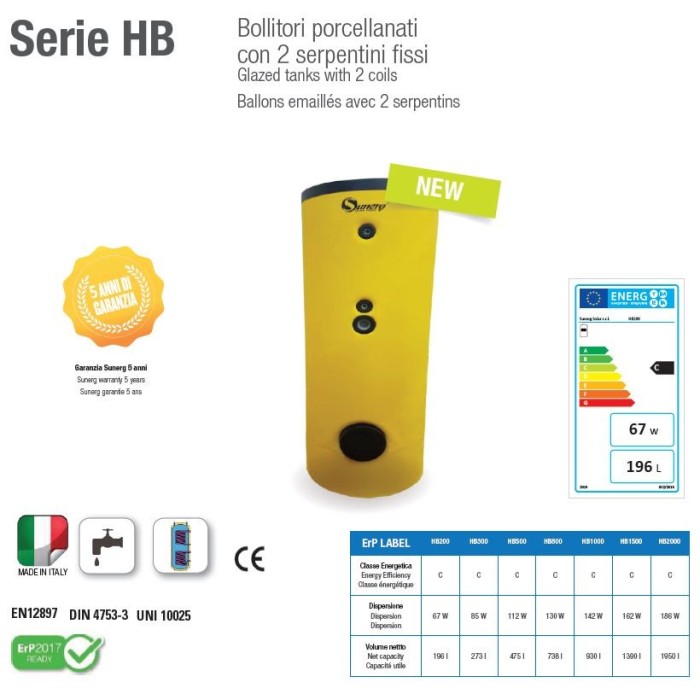 Bollitore 300 litri a doppio serpentino per solare termico e pompa di calore/caldaia