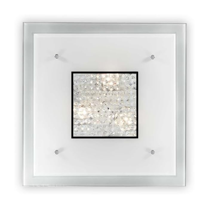 Ideal Lux Steno PL3 – Plafoniera da soffitto 3xE27 in cristallo – Ø42 cm – Bianco