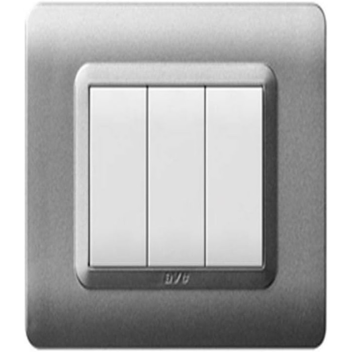Placca tecnopolimero, s44 colore argento opaco - 3 moduli