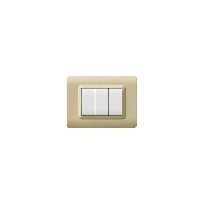 Placca tecnopolimero, s44 colore champagne opaco - 3 moduli