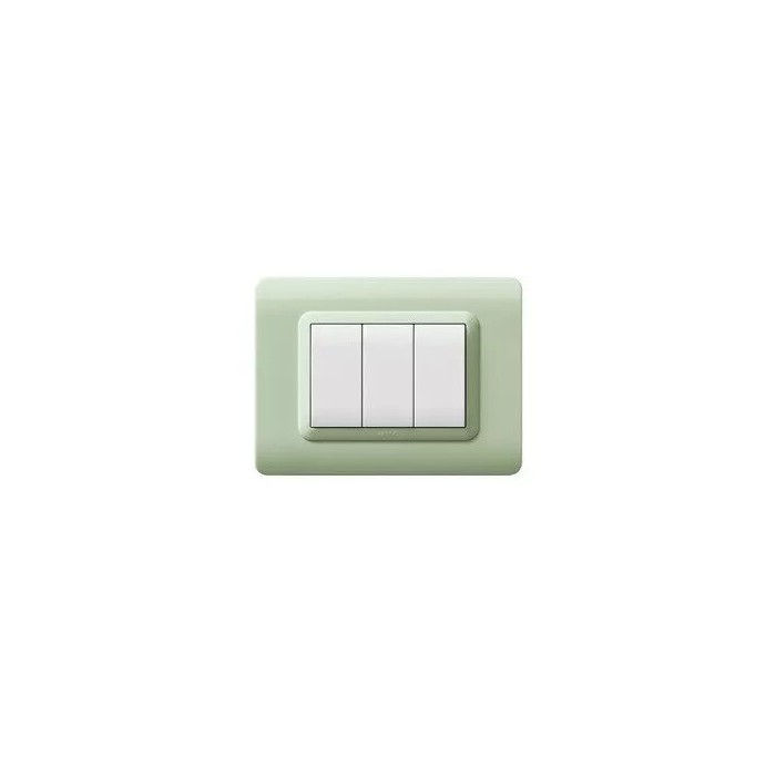 Placca Ave 44Py03Gd - Sistema 44 - 3 Moduli Giada Opalino - Semitrasparente