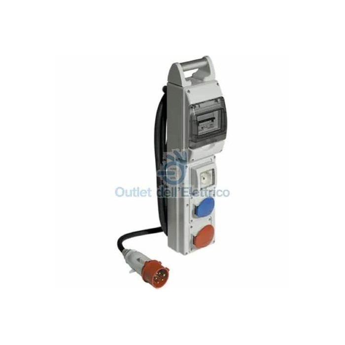 Quadro da cantiere trifase con 4 prese: 2 prese da 230 V, 1 presa da 380 V,  1 presa Schuko grado IP44