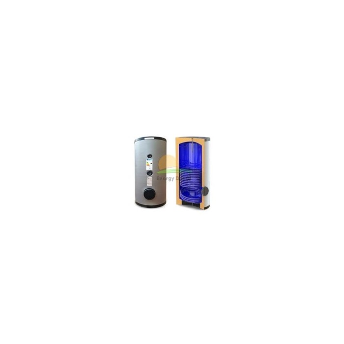 Cmg 130.bi.150ne - bollitore acs vetrificato 150 l con doppio serpentino, anodo di magnesio, isolamento poliuretano rigido.
