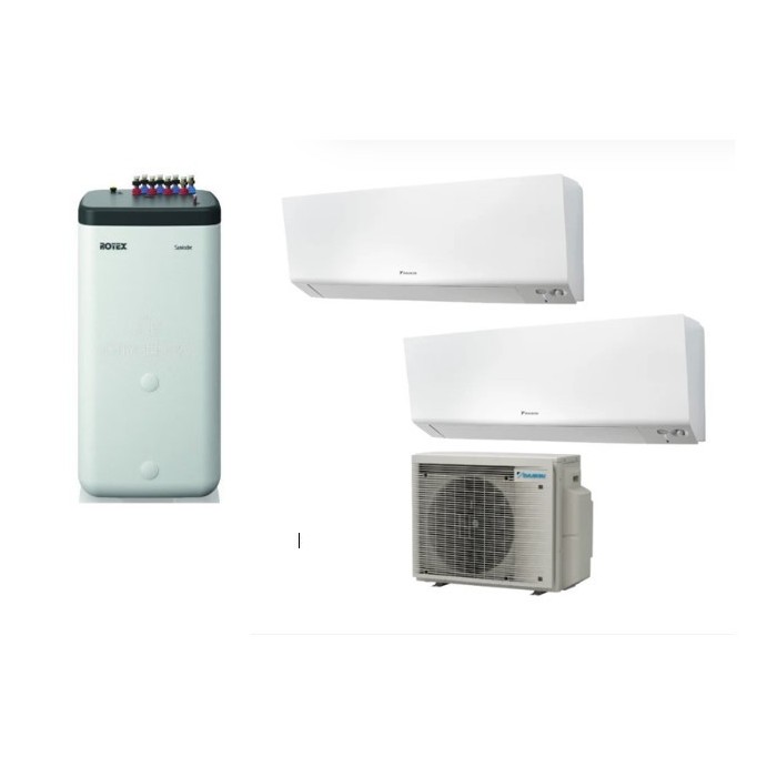 9+9 000+ 300LT DAIKIN KIT DUAL SPLIT PERFERA R32 4MWXM52A2V1B9 2×FTXM25R 9000 BTU CON PRODUZIONE ACS 300 L WI-FI A+++ 5.2 KW