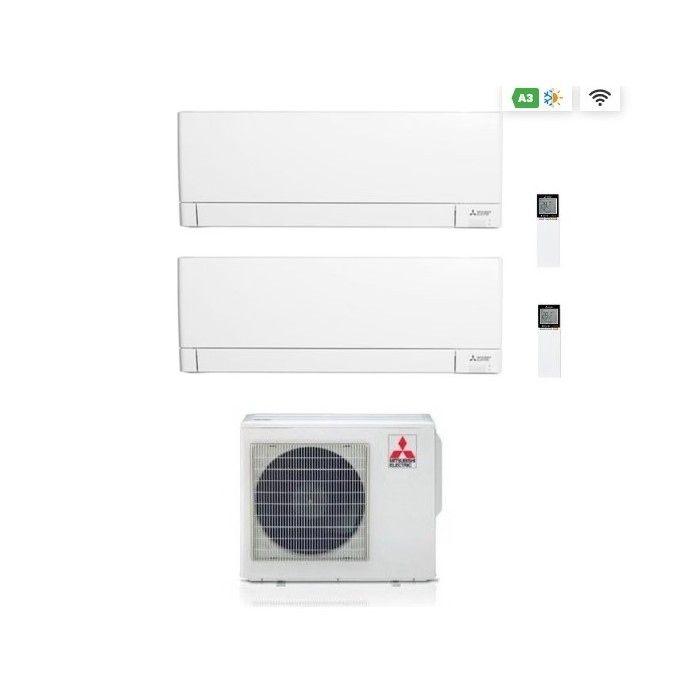 9 + 12 000 Mitsubishi kit dual split r32 mxz-2f42vf3 con msz-ap25vgk + msz-ap35vgk 9000 + 12000 btu wi-fi a++ 4.2 kw