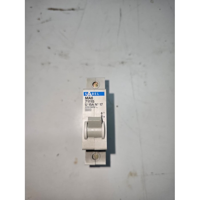 Sarel 71115 interruttore magnetotermico 15a 1p+n c15 6 ka 230/400 v ac per guida din serie ma6.