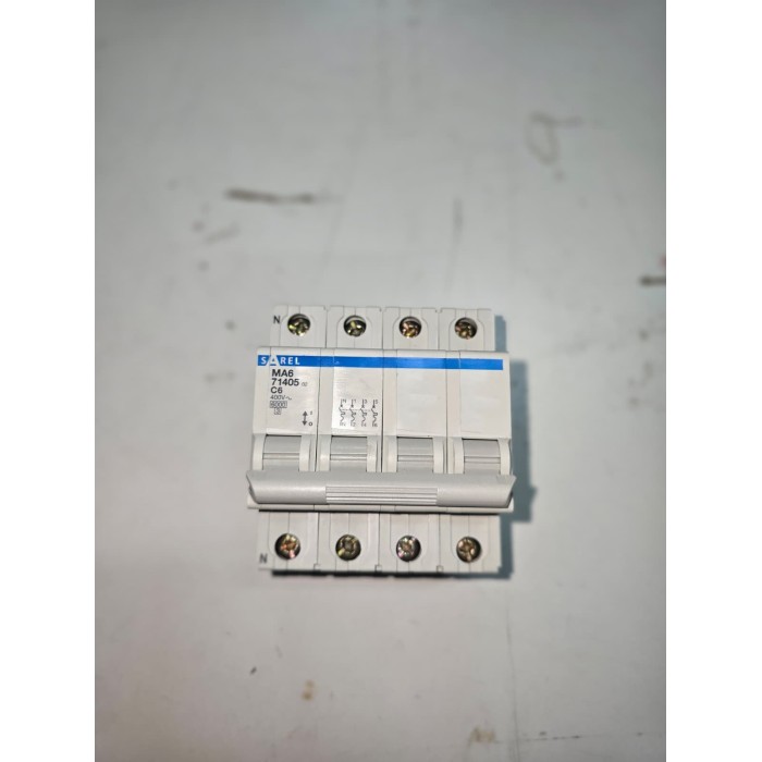 Sarel ma6 71405 interruttore magnetotermico 3p+n c6 6 ka 400 v ac montaggio din.