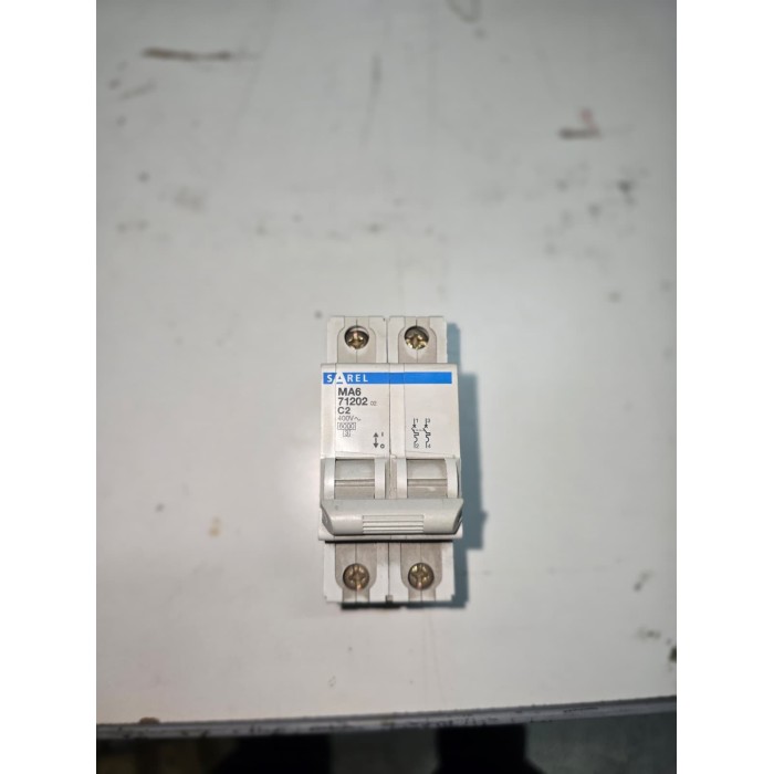 Sarel ma6 71202 interruttore magnetotermico 2p c2 2 a 6 ka 400 v ac iec 60898-1 montaggio guida din