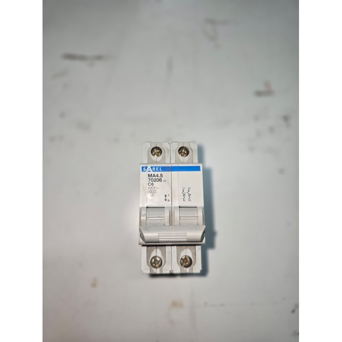 Sarel ma6 70206 interruttore magnetotermico 2p c6 6 ka 400 v ac montaggio guida din.