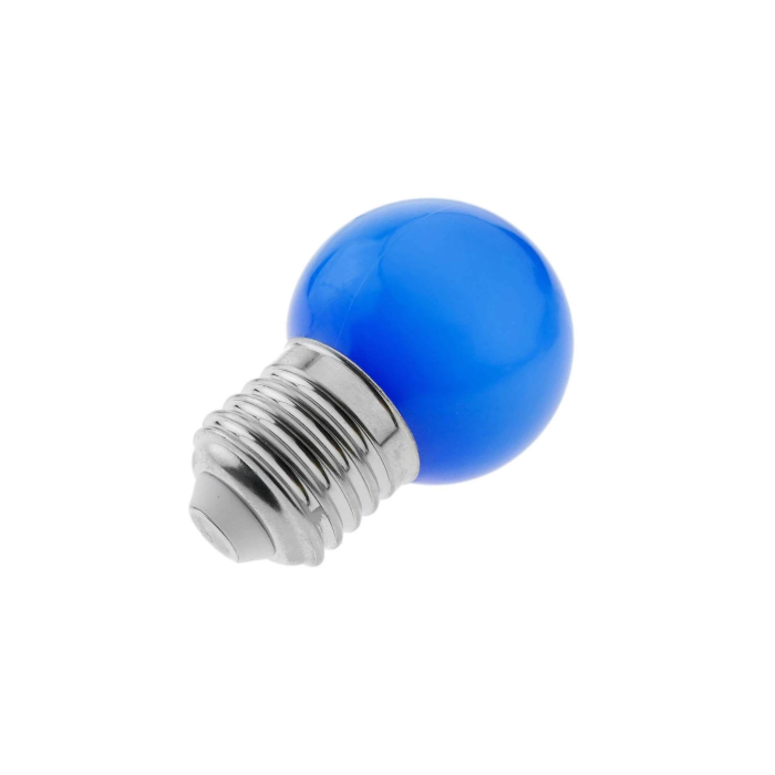 Lampadina blu led, e27, globetta g45, 1w, 130 lm, colore caldo 2700k, classe a++, non dimmerabile