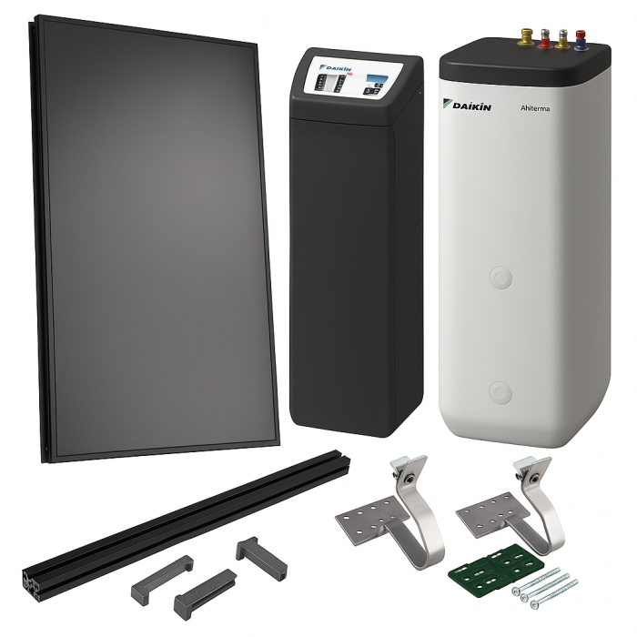 Daikin Kit Solare Termico Tetto Piano 2×V26P + Gruppo RPS4 + Bollitore 300L + Profili Montaggio (Struttura Esclusa)