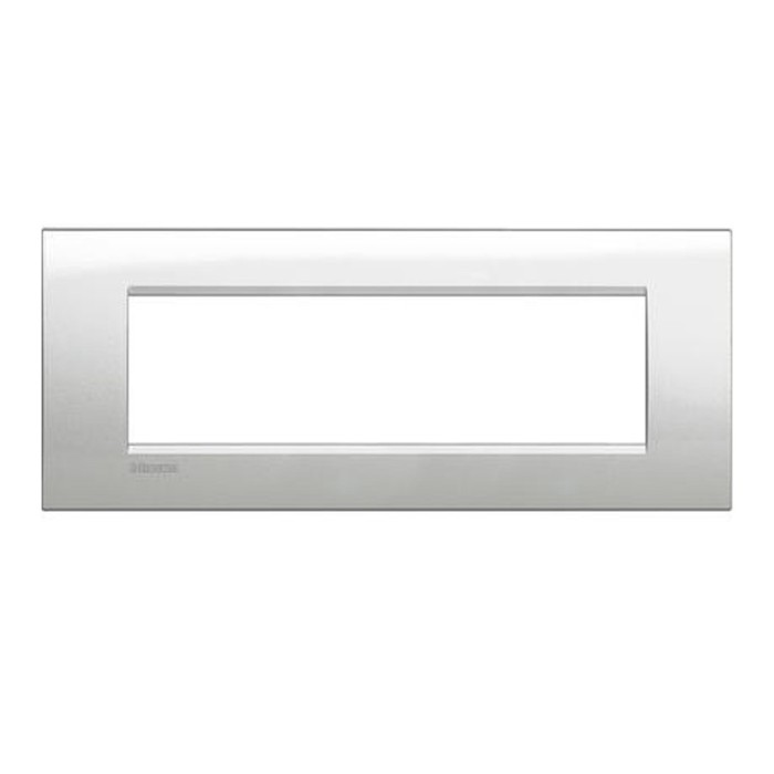 Placca quadra 7 moduli - argento lunare - materiale metallo