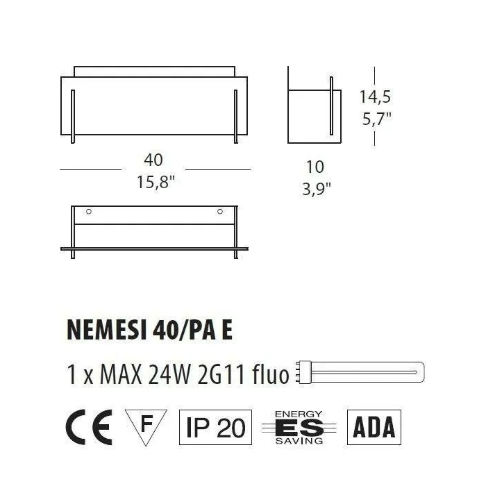 Morosini 0021PA02BSFE Nemesi 40 Wall - Design Wall Lamp in Satin White
