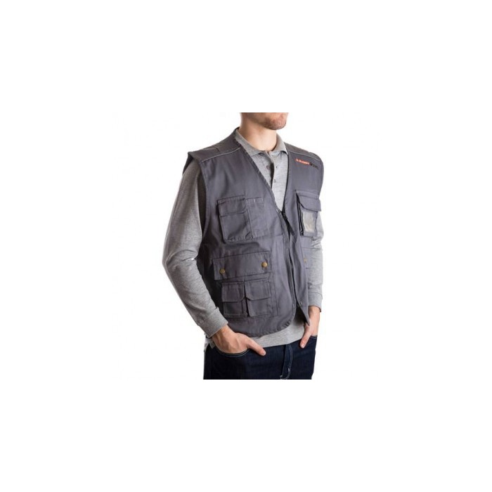 Grey multi-pocket vest