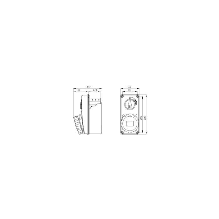 Presa Fissa Interbloccata Verticale - Senza Fondo - Per Montaggio Apparecchiature Modulari -2p+T 32a 200-250v-50/60hz 6h-Ip66