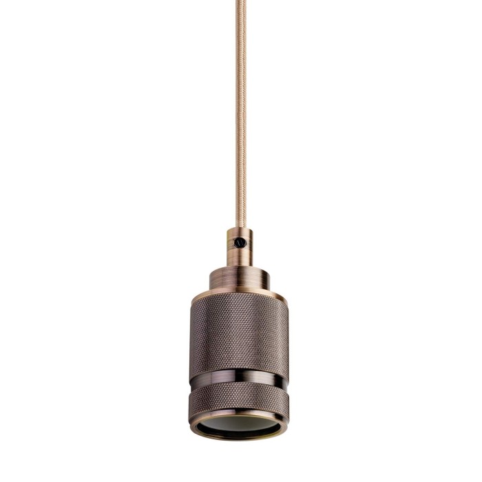 Metal pendant textured e27 brushed bronze