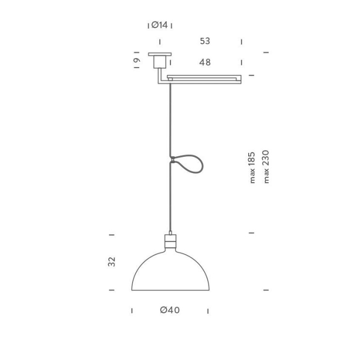 Nemo ALBEHW52 As41c suspension with arm with hemispherical glass e27