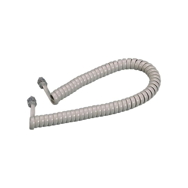 4.8m extendable telephone extension cable 4 conductors with RJ10 plug, ivory colour 4.8m extendable telephone extension cable 4 conductors with RJ10 plug, ivory colour