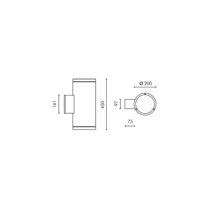 Slot up/down 2xtc-tel 26/32/42w grey