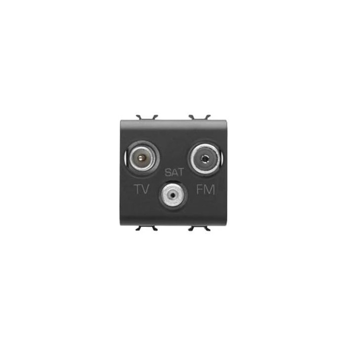 Gewiss TV+FM+SAT Socket 2M Black - TV, Radio and Satellite Connection