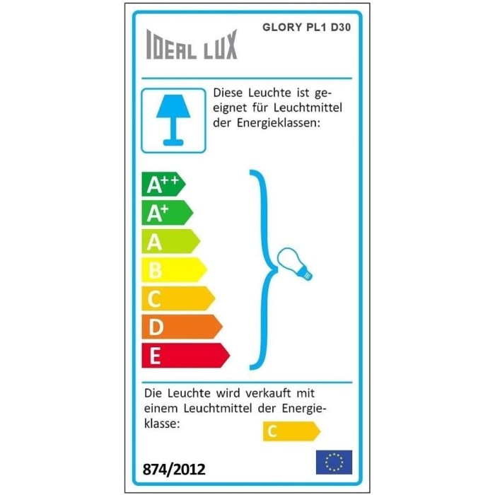 Ideal Lux, GLORY 101149 - Lampada da parete, max 1 x 40W G9 / 240V, Bianco