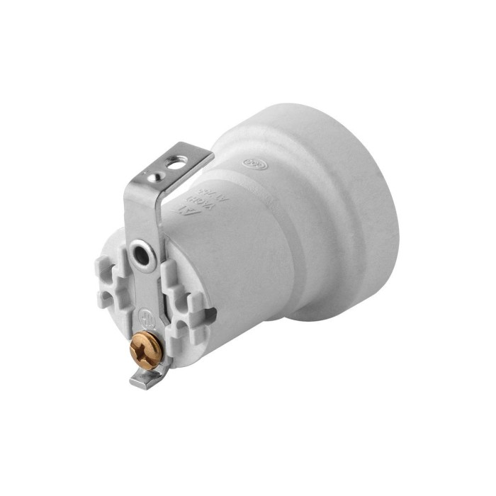 E27 smooth lamp holder lcp white with bracket