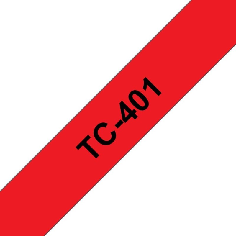 Brother TC-401 Original Labelling Tape Cassette - Black on Red, Adhesive Laminate, 12 mm Brother TC-401 Original Labelling Tape Cassette - Black on Red, Adhesive Laminate, 12 mm