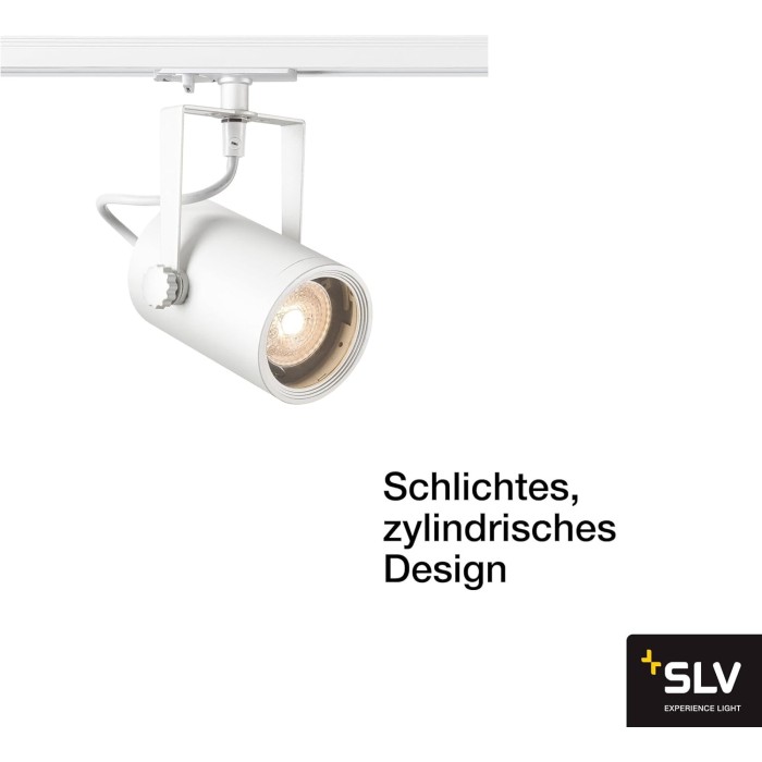 SLV Single Phase LED Euro Spot QPAR51 1 Phase 25W, Ceiling Spotlight for Track System, White Color – Interior Lighting c